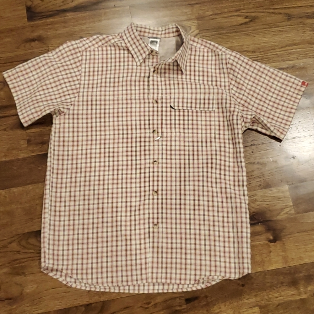 Mens The North Face tan plaid button down size M